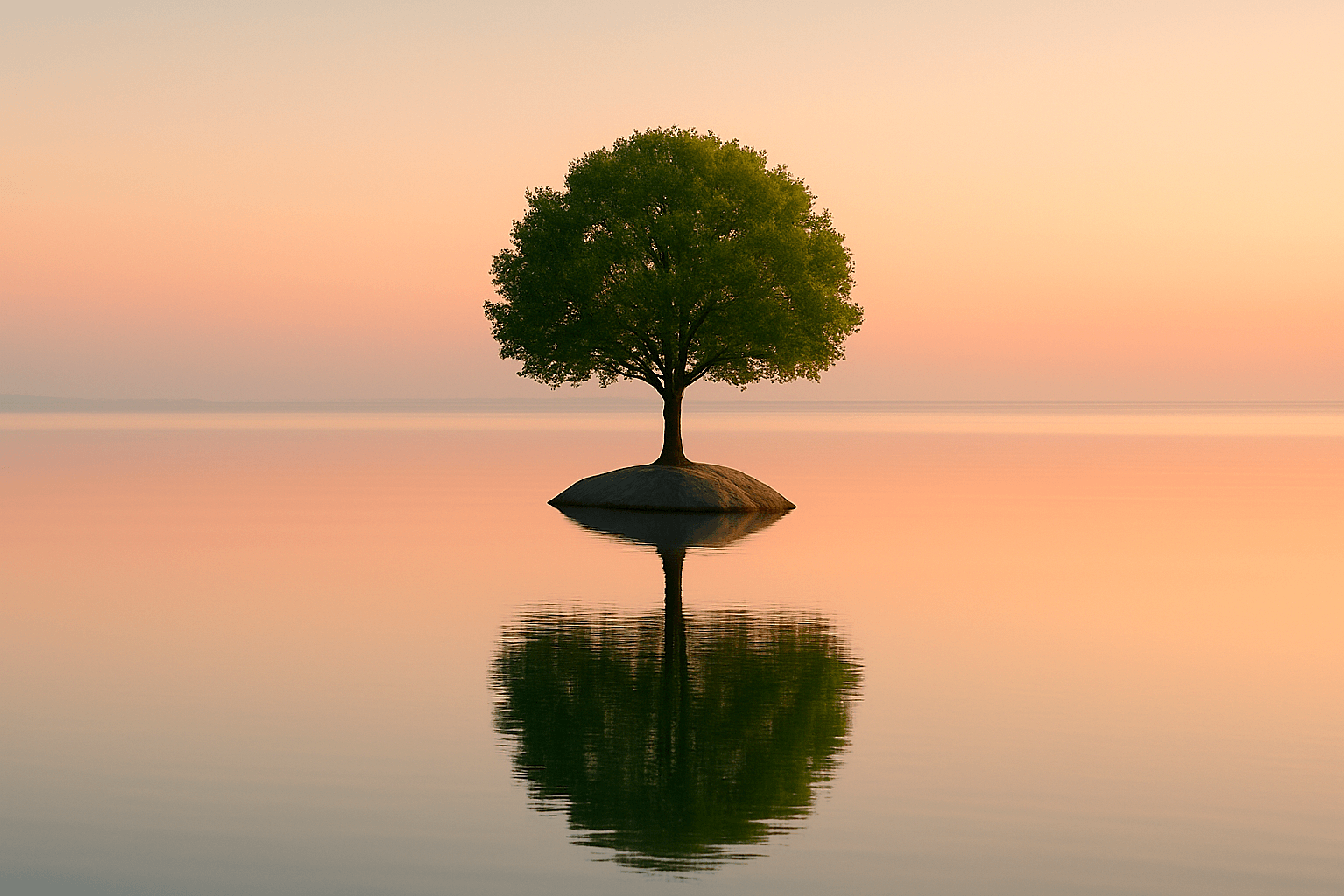 Ecuanimidad y presencia - árbol en lago sereno
